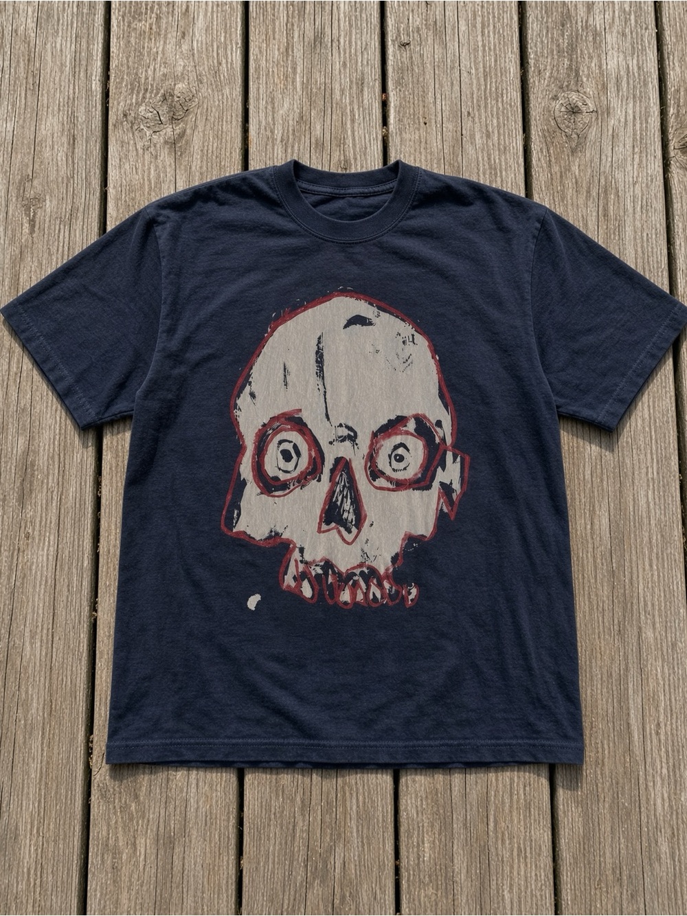Gildan Navy Short-Sleeve T-Shirt with Skull Graphic